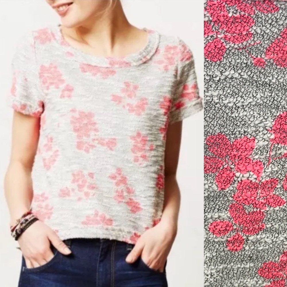 Anthropologie postmark terry tweed floral top